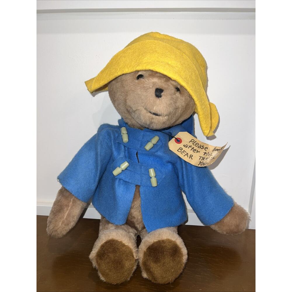 Vintage Eden Toys 1975 Paddington Bear Plush/Stuffed Tag Hat 15”Great Condition‎